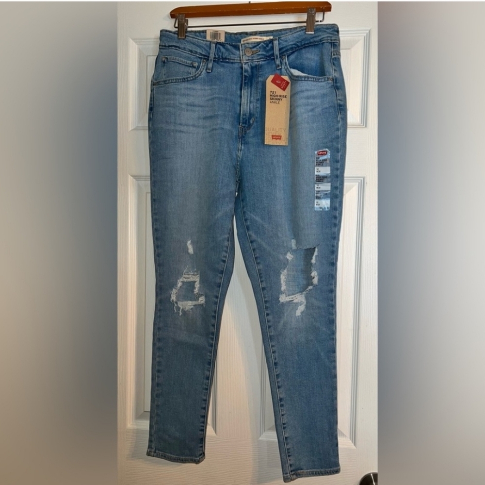 Levi's 721 Light Blue High Rise Skinny Ankle Women Jeans Size:12